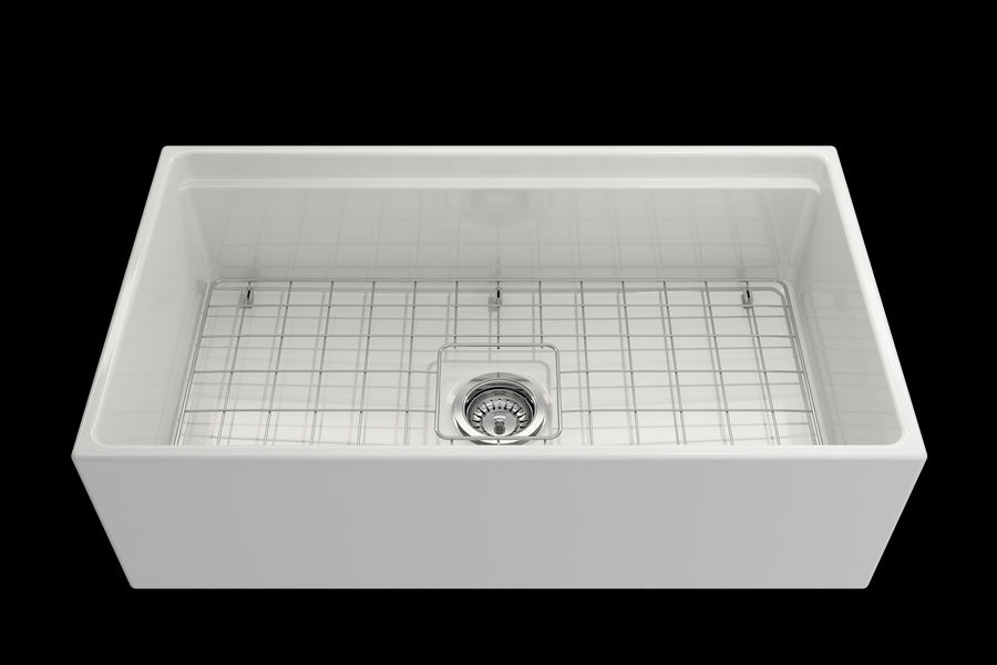 Contempo Step-Rim 33' x 19' x 10' Single-Basin Farmhouse Apron Front Kitchen Sink in White