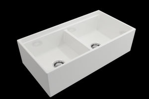 Contempo Step-Rim 36' x 19' x 10' Double-Basin Farmhouse Apron Front Kitchen Sink in White