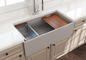 Contempo Step-Rim 36' x 19' x 10' Single-Basin Farmhouse Apron Front Kitchen Sink in Matte Gray