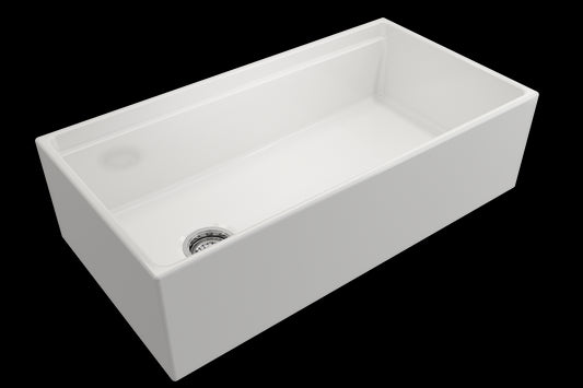 Contempo Step-Rim 36" x 19" x 10" Single-Basin Farmhouse Apron Front Kitchen Sink in White