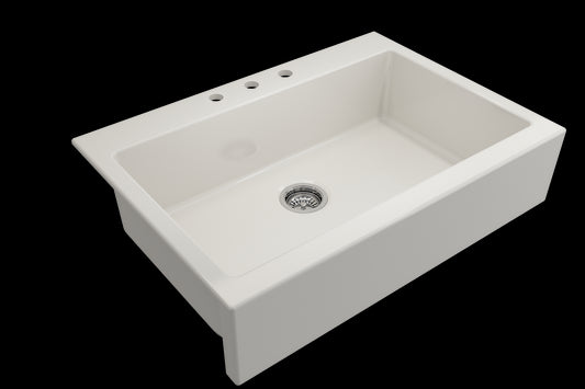Nuova 34" x 24" x 10" Single-Basin Farmhouse Apron Front Kitchen Sink in Biscuit