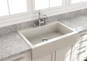 Nuova 34' x 24' x 10' Single-Basin Farmhouse Apron Front Kitchen Sink in Biscuit