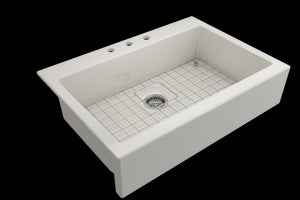 Nuova 34' x 24' x 10' Single-Basin Farmhouse Apron Front Kitchen Sink in Biscuit