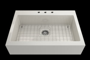 Nuova 34' x 24' x 10' Single-Basin Farmhouse Apron Front Kitchen Sink in Biscuit