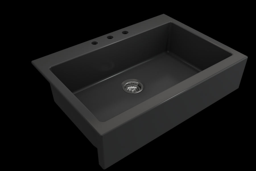 Nuova 34' x 24' x 10' Single-Basin Farmhouse Apron Front Kitchen Sink in Matte Dark Gray