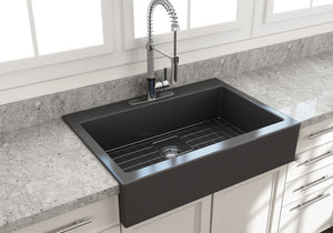 Nuova 34' x 24' x 10' Single-Basin Farmhouse Apron Front Kitchen Sink in Matte Dark Gray