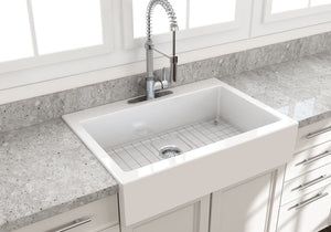Nuova 34' x 24' x 10' Single-Basin Farmhouse Apron Front Kitchen Sink in White
