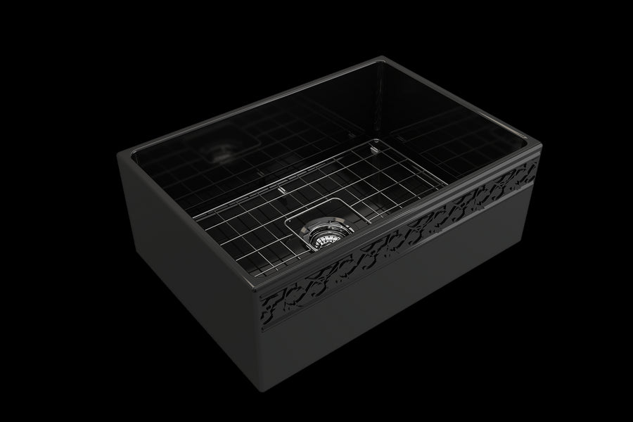 Vigneto 27' x 19' x 10' Single-Basin Farmhouse Apron Front Kitchen Sink in Black