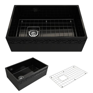 Vigneto 30' x 19' x 10' Single-Basin Farmhouse Apron Front Kitchen Sink in Black