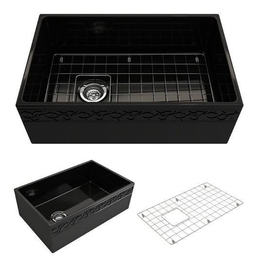 Vigneto 30" x 19" x 10" Single-Basin Farmhouse Apron Front Kitchen Sink in Black