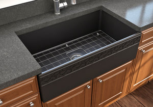 Vigneto 33' x 19' x 10' Single-Basin Farmhouse Apron Front Kitchen Sink in Matte Black