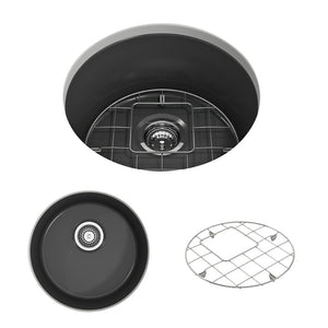 Sotto 18.5' x 18.5' x 9' Single-Basin Undermount Kitchen Sink in Matte Dark Gray