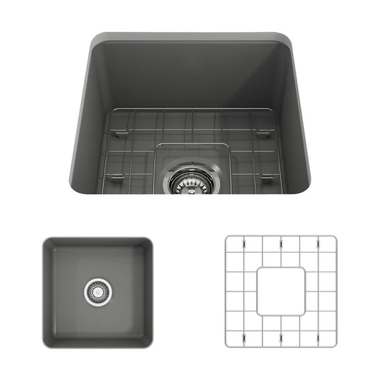 Sotto 18" x 18" x 8" Single-Basin Undermount Kitchen Sink in Matte Dark Gray