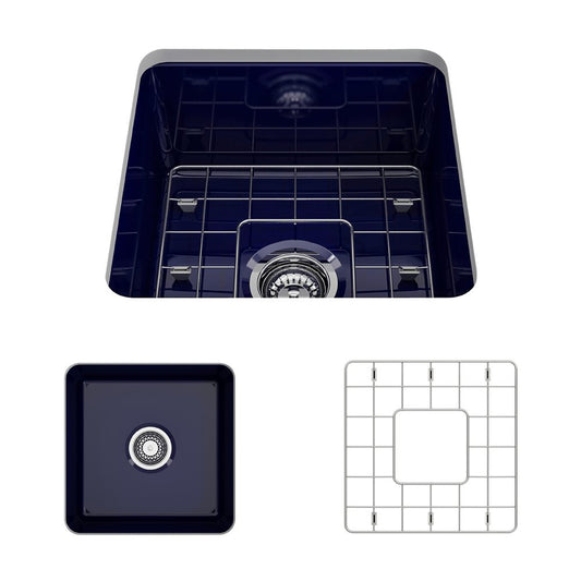 Sotto 18" x 18" x 8" Single-Basin Undermount Kitchen Sink in Sapphire Blue