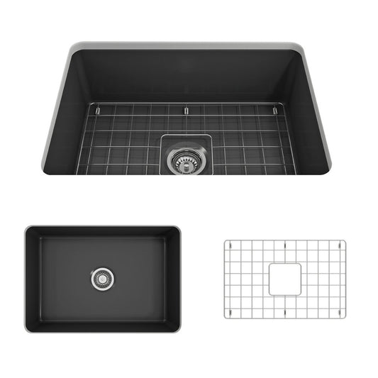 Sotto 26.75" x 19" x 10" Single-Basin Undermount Kitchen Sink in Matte Dark Gray