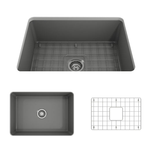 Sotto 26.75" x 19" x 10" Single-Basin Undermount Kitchen Sink in Matte Gray