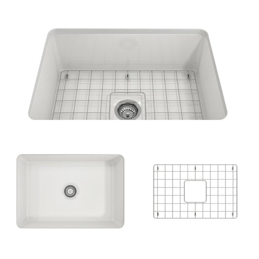 Sotto 26.75" x 19" x 10" Single-Basin Undermount Kitchen Sink in White