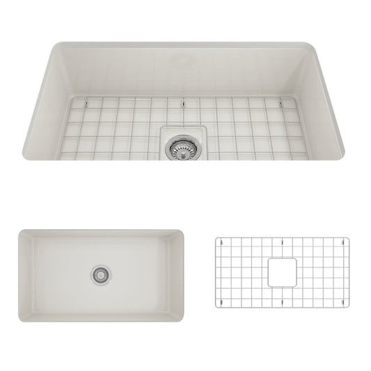 Sotto 32" x 19" x 10" Single-Basin Undermount Kitchen Sink in Biscuit