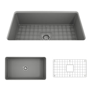 Sotto 32' x 19' x 10' Single-Basin Undermount Kitchen Sink in Matte Gray