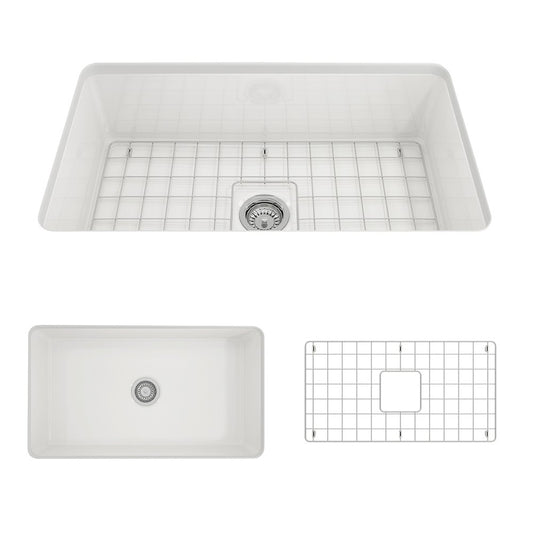 Sotto 32" x 19" x 10" Single-Basin Undermount Kitchen Sink in White