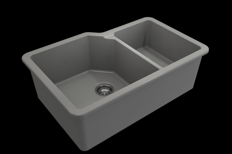 Sotto 33' x 22' x 10' Double-Basin Undermount Kitchen Sink in Matte Gray