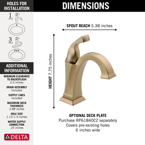 Dryden Single-Handle Bathroom Faucet in Champagne Bronze