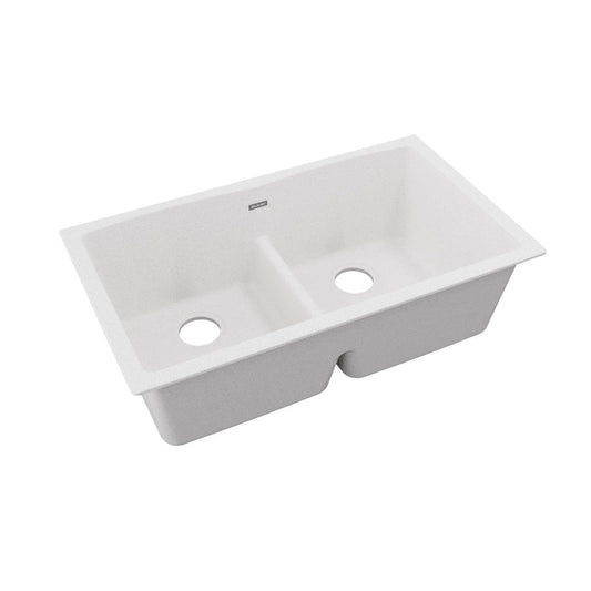 Quartz Classic 33" x 19" x 10" Double-Basin Undermount Kitchen Sink in White