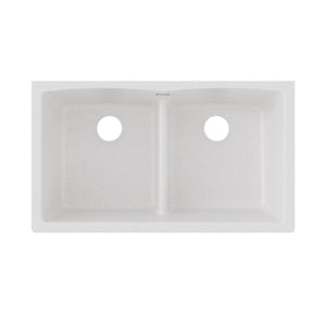 Quartz Classic 33' x 19' x 10' Double-Basin Undermount Kitchen Sink in White