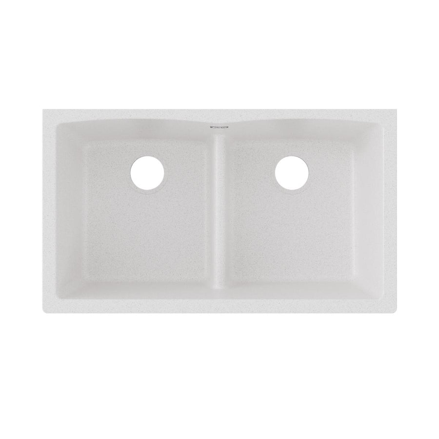 Quartz Classic 33' x 19' x 10' Double-Basin Undermount Kitchen Sink in White