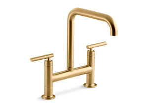 Purist Bridge Kitchen Faucet in Vibrant Brushed Moderne Brass