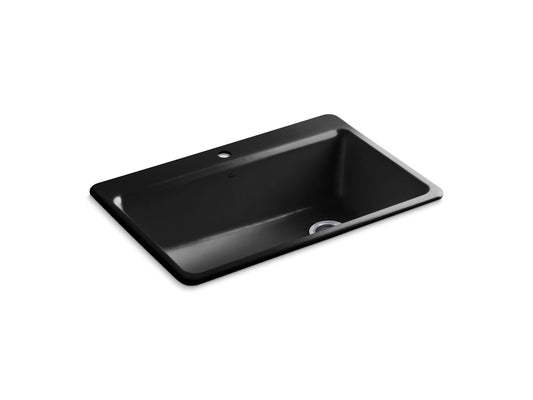 Riverby 33" x 22" x 9.63" Single-Basin Workstation Drop-In Kitchen Sink in Black Black - Single-Hole