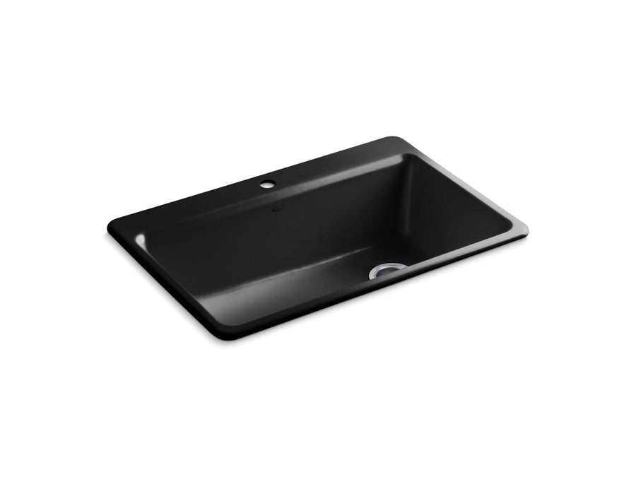 Riverby 33' x 22' x 9.63' Single-Basin Workstation Drop-In Kitchen Sink in Black Black - Single-Hole