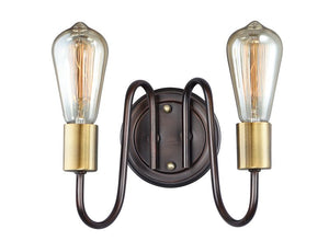 Haven 7' 2 Light Wall Sconce in Oil Rubbed Bronze Antique Brass