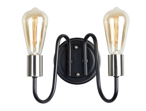 Haven 7' 2 Light Wall Sconce in Black and Satin Nickel