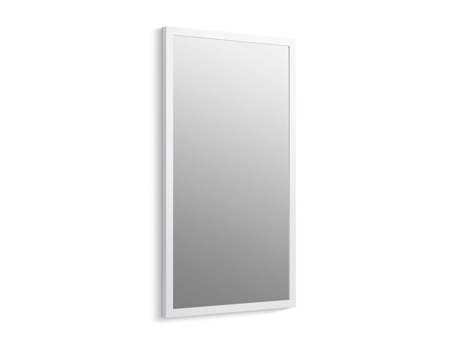 Jacquard Linen White Framed Mirror (37' x 27' x 3')