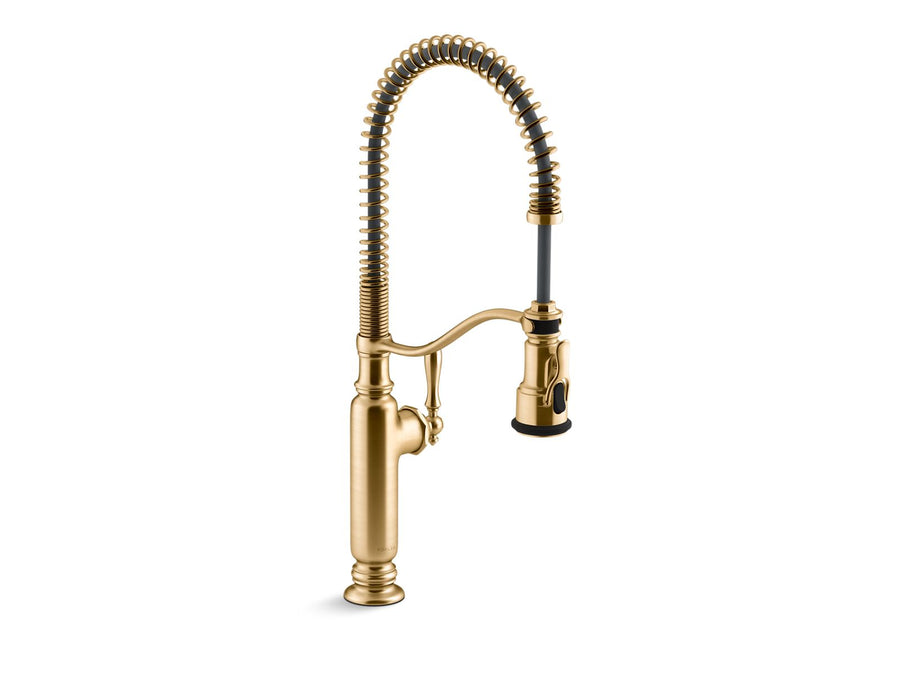 Tournant Pre-Rinse Kitchen Faucet in Vibrant Brushed Moderne Brass
