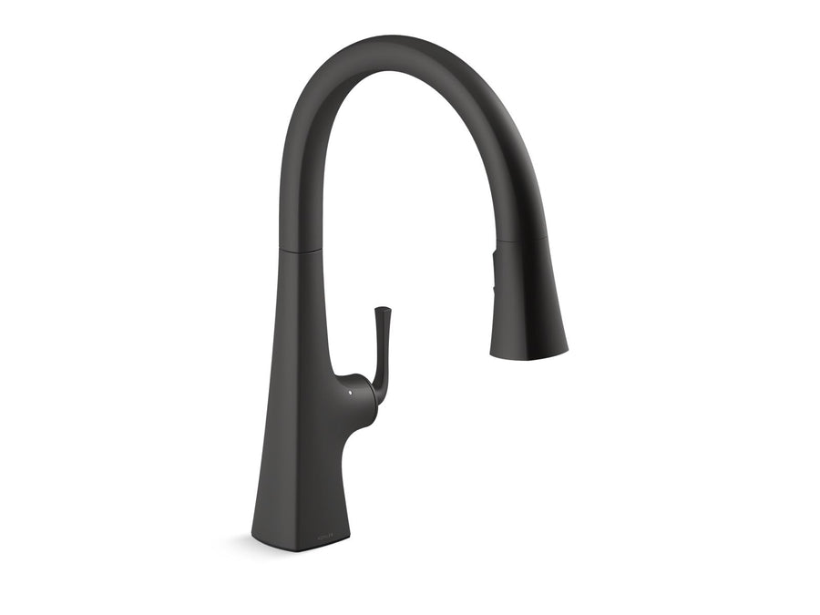Graze Pull-Down Voice-Activated Kitchen Faucet in Matte Black