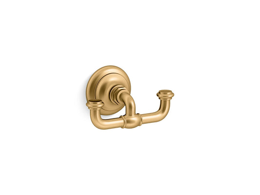 Artifacts 4" Double Robe Hook in Vibrant Brushed Moderne Brass