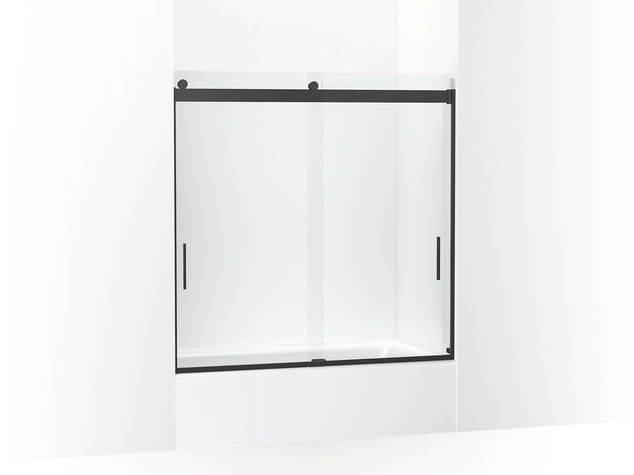Levity Clear Tempered Glass Bath Door in Matte Black