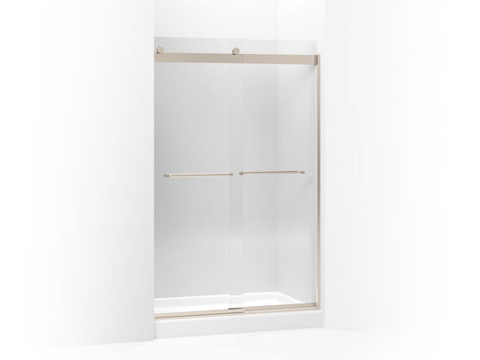 Levity Clear Tempered Glass Shower Door in Anodized Brushed Nickel