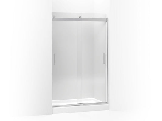 Levity Clear Tempered Glass Shower Door in Bright Polished Silver with Blade Handles