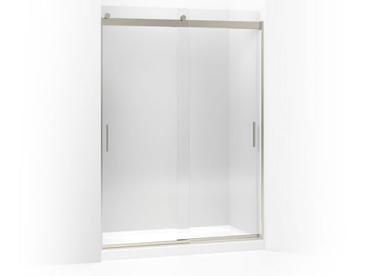 Levity Clear Tempered Glass Shower Door in Brushed Nickel