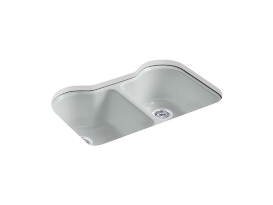 Hartland 33" x 22" x 9.63" Double-Basin Undermount Kitchen Sink in Ice Grey