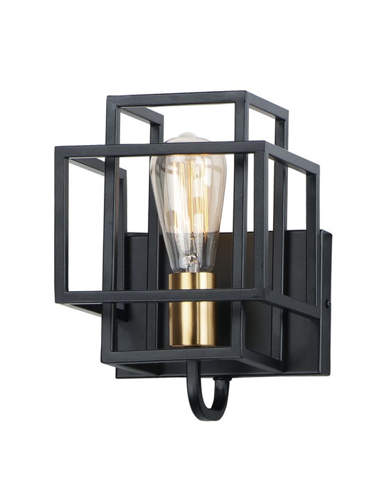 Liner 10" Single Light Wall Sconce in Black and Satin Brass
