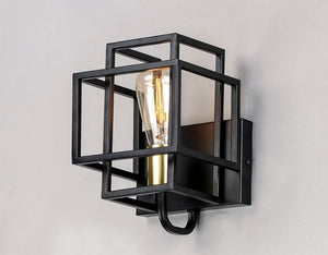 Liner 10' Single Light Wall Sconce in Black and Satin Brass