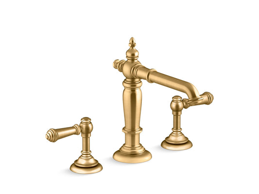Artifacts Column Widespread Spout Bathroom Faucet in Vibrant Brushed Moderne Brass