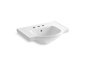 Veer 24' x 18.25' x 8' Vitreous China Pedestal Top Bathroom Sink in White