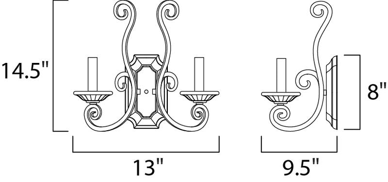 Manor 14.5' 2 Light Wall Sconce in Oil Rubbed Bronze
