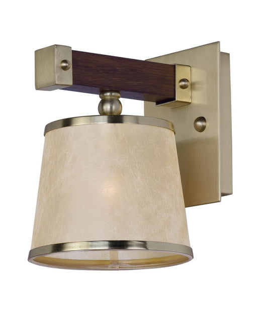 Maritime 9.5" Single Light Wall Sconce in Antique Pecan and Satin Brass