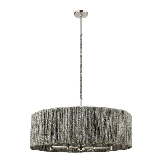 Abaca 33" 8 Light Chandelier in Polished Nickel